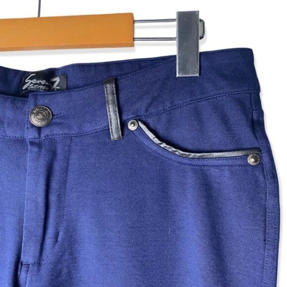Seven 7 Blue Pants with Faux Leather  Trim - Picture 4 of 9